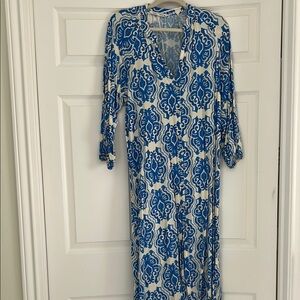 Blue and White Zara Resort style Patterned Dress